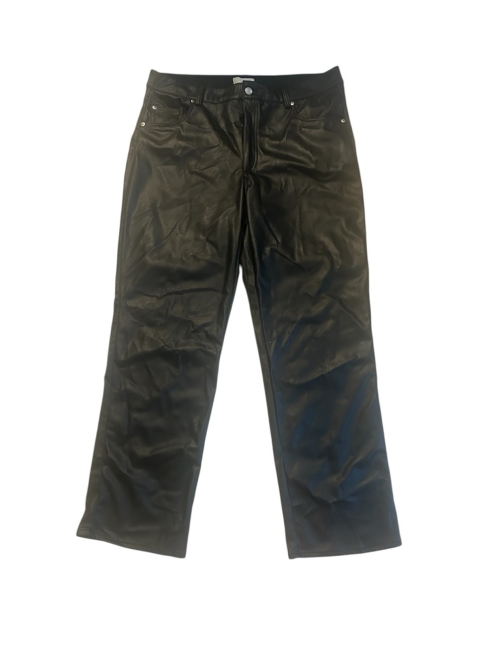 H&M Black Vegan Leather Straight Pants